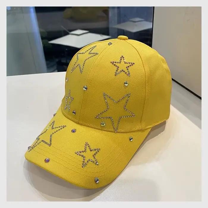 Casquette de baseball incrustée d'étoiles à cinq branches pour femmes