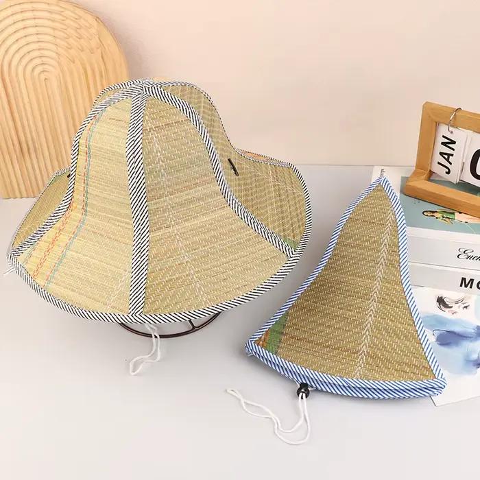 Chapeau de pêcheur chinois rétro en rotin de bambou