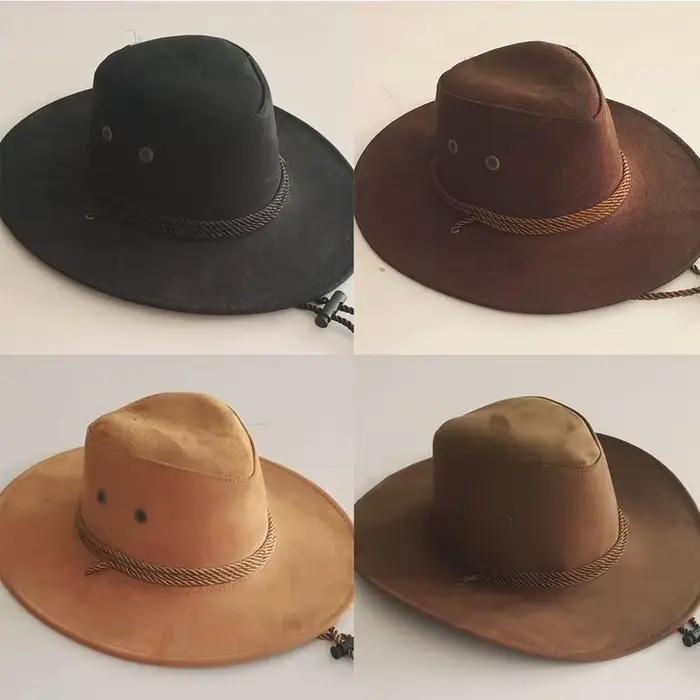 Chapeau de cowboy occidental en imitation cuir et velours