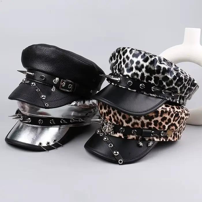 Béret en cuir Vintage pour femmes