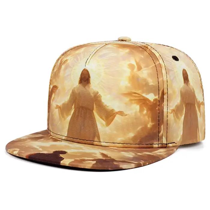 2025 nouveau imprimé jésus bord plat chapeau à la mode créatif rue Hip Hop