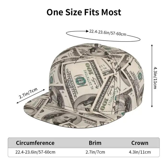 Chapeau à bords plats à motif imprimé Dollar