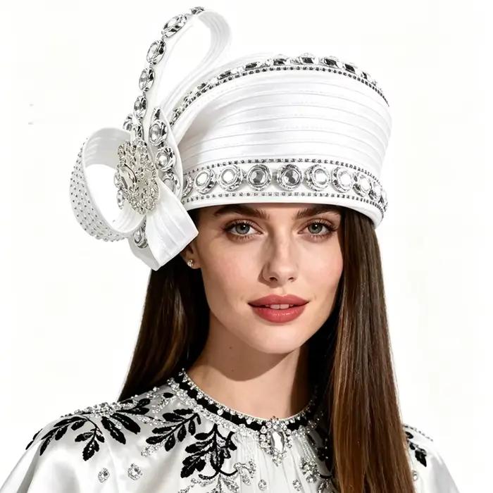 Chapeau bibi de luxe pour femme avec strass
