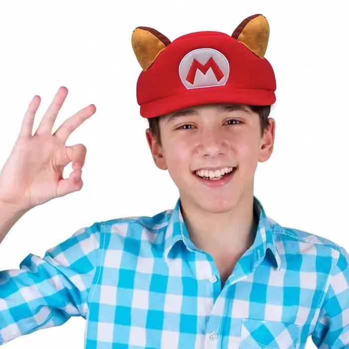 Bros raton laveur Cosplay chapeau avec oreilles adulte Super Luigi dessin animé casquette rouge classique jeu