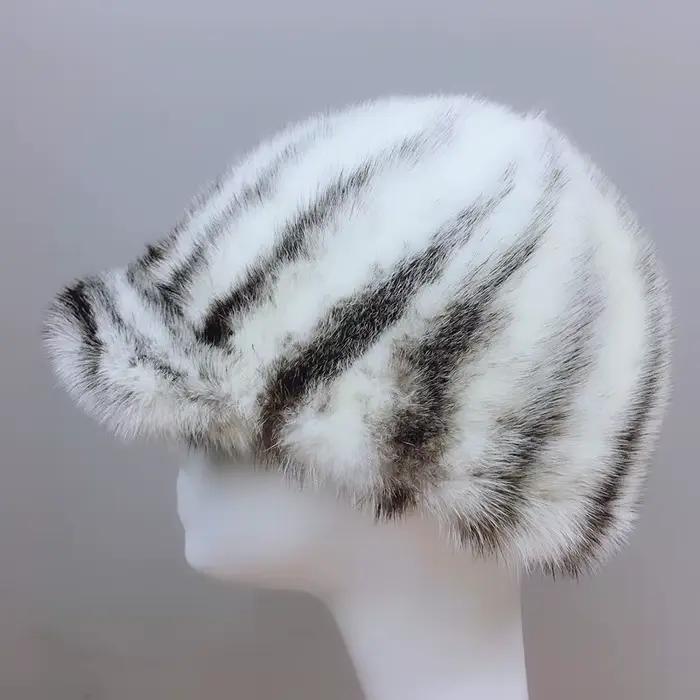 Casquette de Baseball en fourrure de vison véritable pour homme et femme