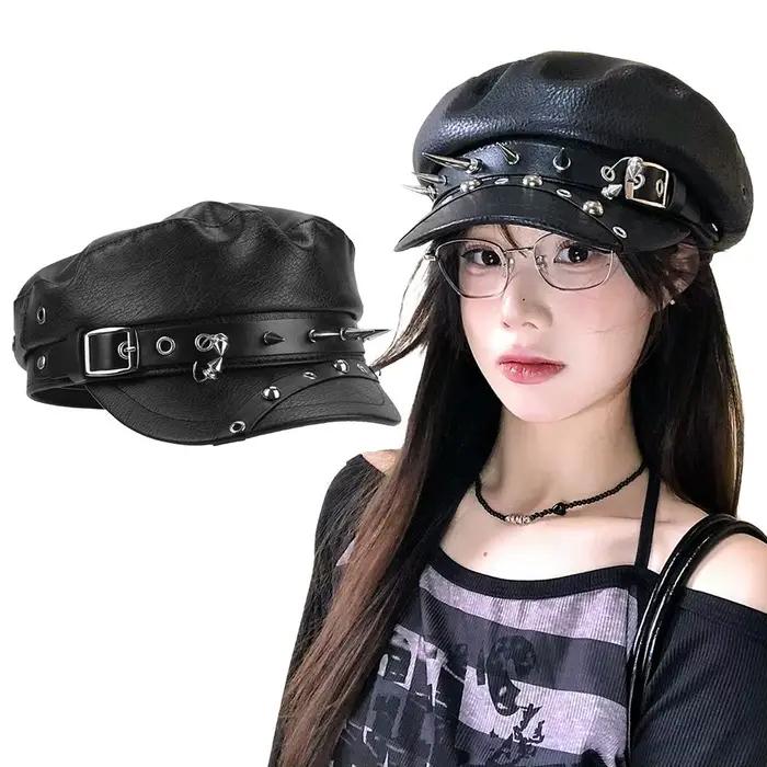 Béret en cuir PU tendance pour femme