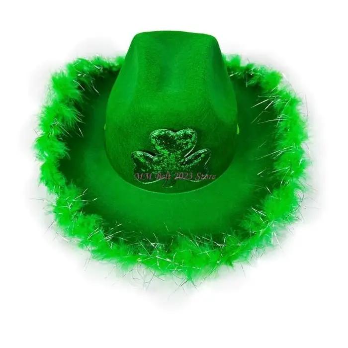 49ME Chapeau haut-de-forme vert à paillettes Homburg