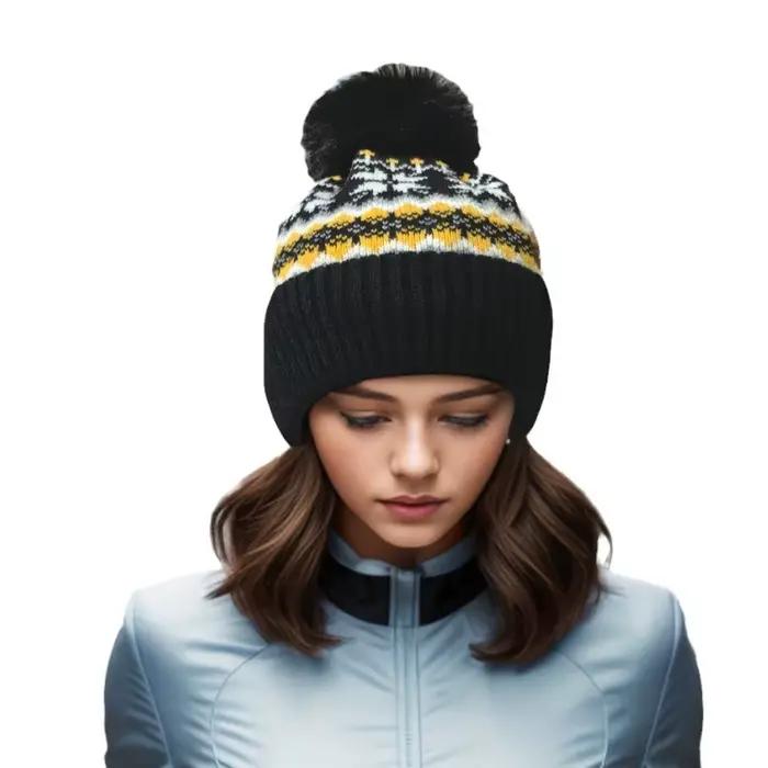 Boule de cheveux chaude hiver cachemire chaud coupe-vent laine chapeau mode noël flocon de neige