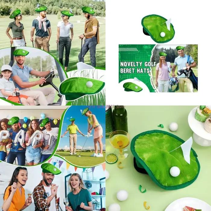 Chapeau golf vert unique avec drapeaux et balle pour homme et femme occasions spéciales activités de loisirs et tenues de golf