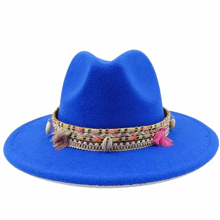 Fedora nouveau 2023 dernier chapeau monochrome dégradé mode bleu Jazz