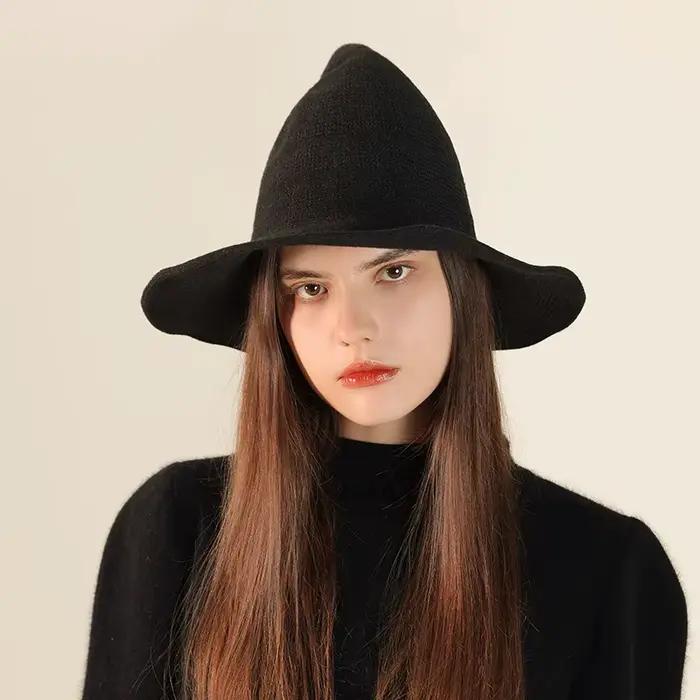 Chapeau tricoté en laine Vintage pour Halloween