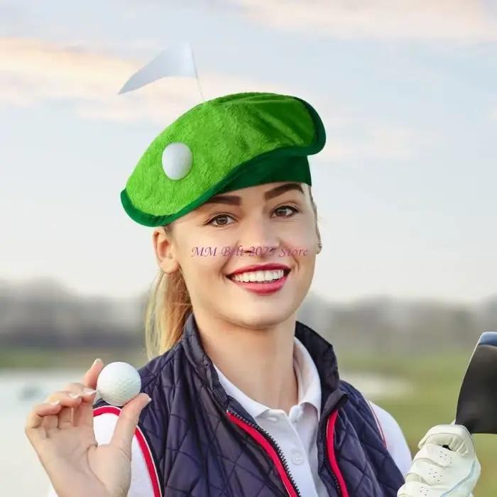 Chapeau golf vert unique avec drapeaux et balle pour homme et femme occasions spéciales activités de loisirs et tenues de golf