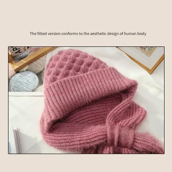 Ensemble d'écharpe de chapeau intégré tricoté d'hiver