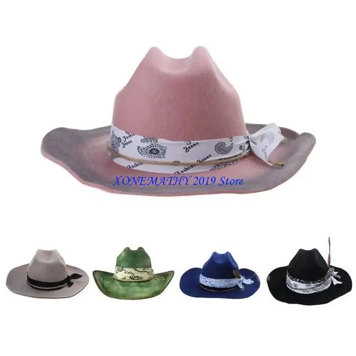 Chapeau Cowboy à sangle en plumes F42F