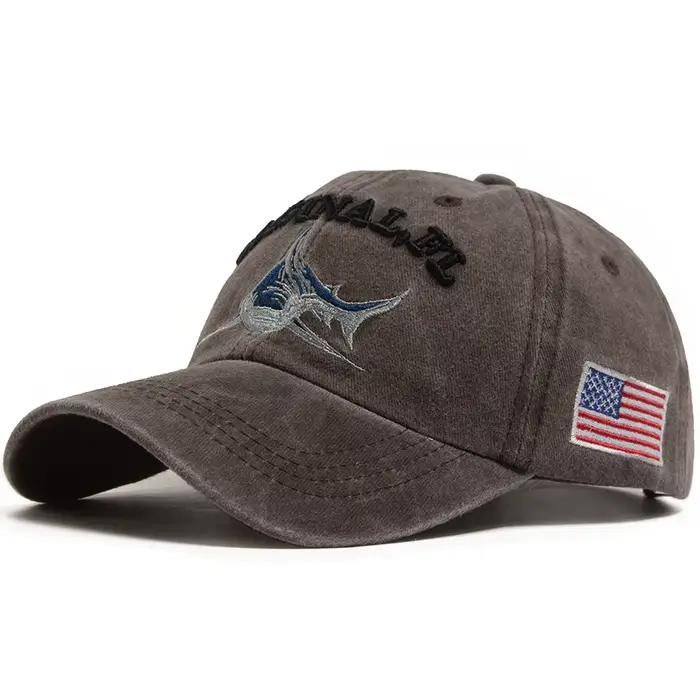 Casquette de baseball unisexe à motif requin drapeau national