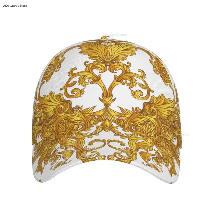 Casquette de sport baroque dorée multifonctionnelle pour hommes et femmes, casquette de baseball, chapeau de rue hip hop, casquette de golf pour homme occasionnels et décontractées