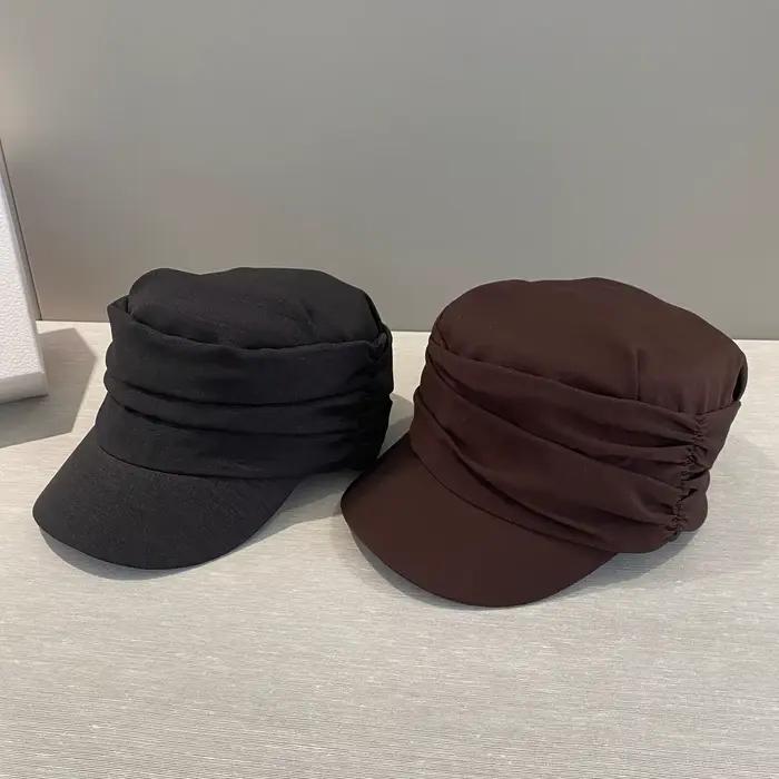 Casquette de style rétro plissée pour femme