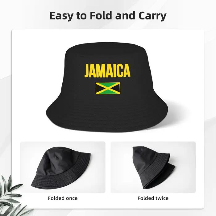 Chapeau seau drapeau jamaïcain été Souvenir de la jamaïque amour voyage vacances chapeaux de pêcheur décontractés pour