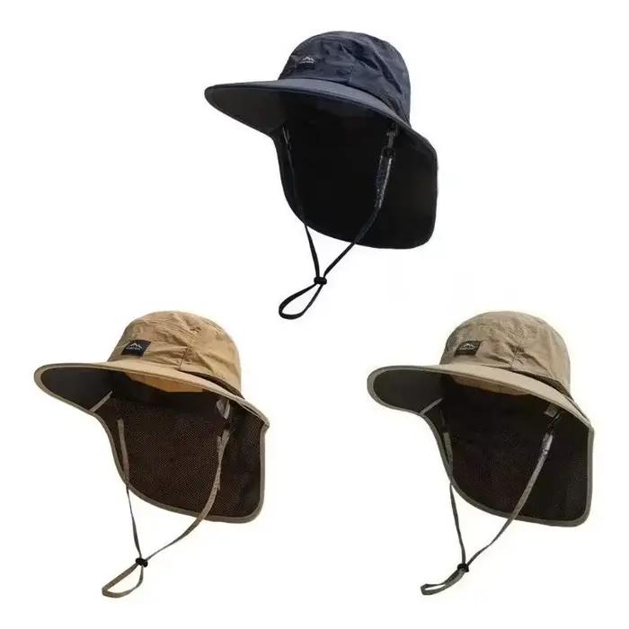 Chapeau de pêcheur unisexe résistant au vent à séchage rapide avec rabat de cou et protection UV pour randonnée et activités de plein air