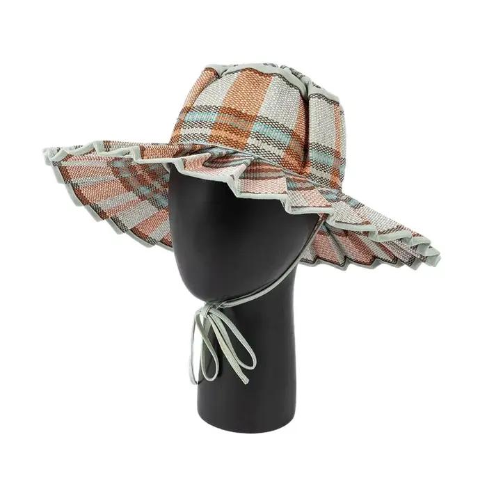 Chapeau de soleil pliable en paille avec bord froissé, protection UV, large bord, idéal pour l'extérieur, la plage et les voyages, accessoire décontracté, style sombrero pour femme et homme
