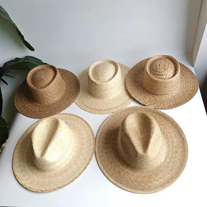 Chapeau de paille naturel en feuilles de palmier pour femmes et hommes