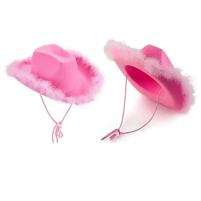 Chapeau de cowboy à bord en plumes moelleuses