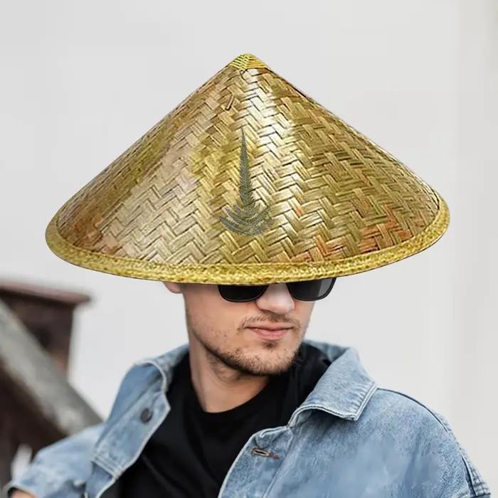 Chapeau de pêcheur rétro chinois en bambou et rotin