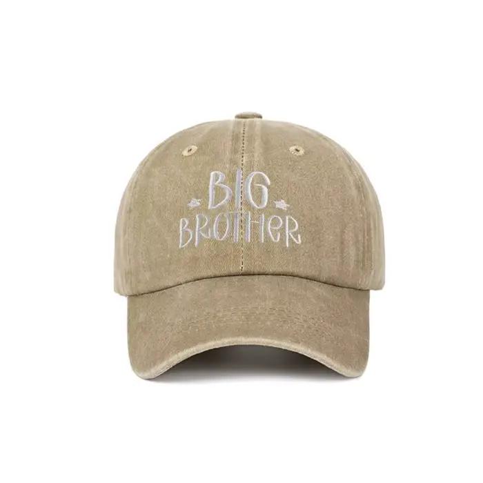 Casquettes ajustables en coton lavé style vintage pour frères et sœurs