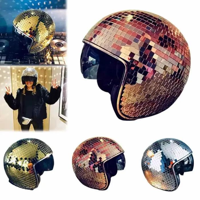 Casque boule disco avec miroirs scintillants en verre
