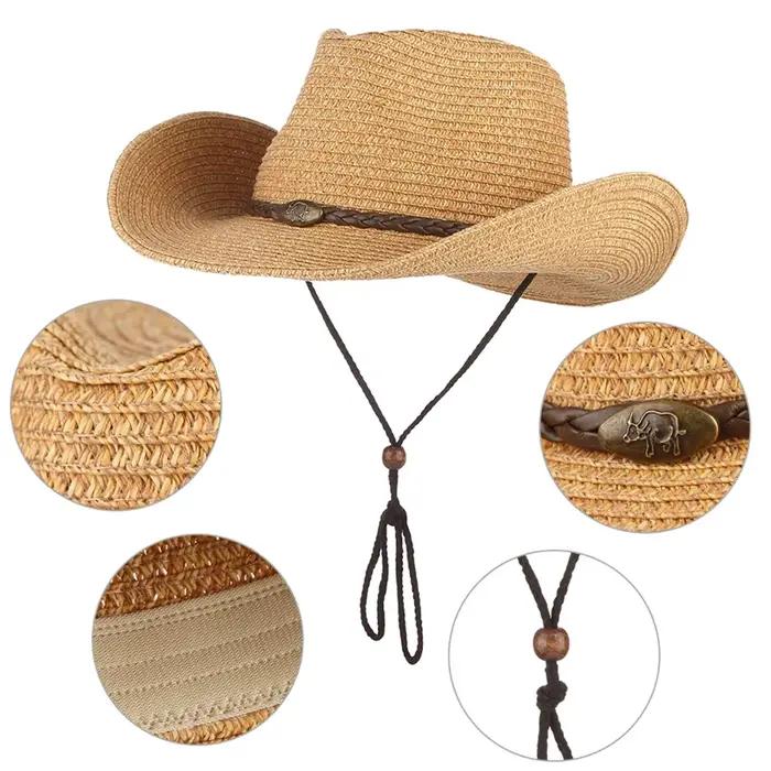 Westren Cowboy chapeau pour hommes à large bord femmes été Cowgirl