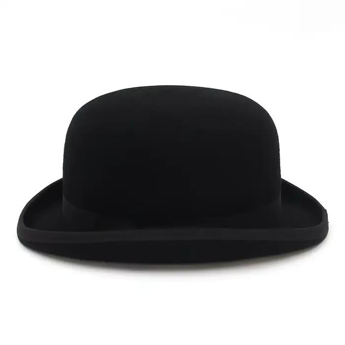 Chapeau Derby en laine feutre 100% avec doublure en satin et bandeau en cuir pour hommes et femmes occasions formelles et cérémonies