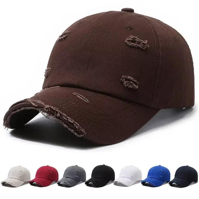 Casquettes de baseball tendance rétro délavées à trous style hip-hop
