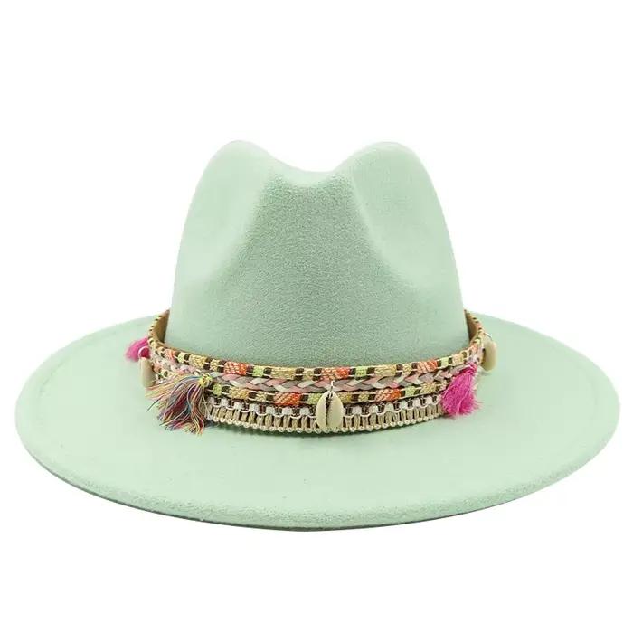 Fedora nouveau 2023 dernier chapeau monochrome dégradé mode bleu Jazz