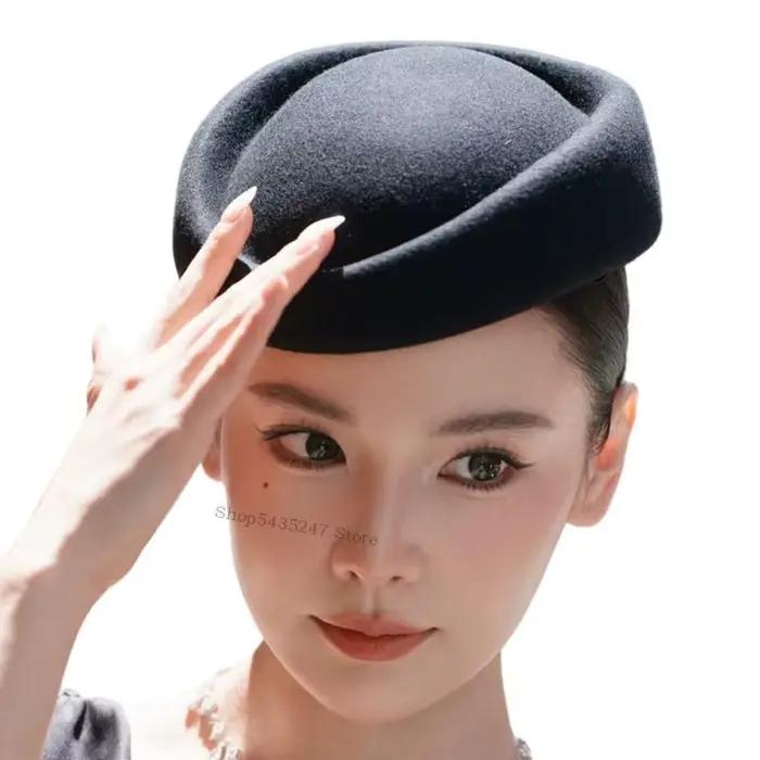Chapeau feutré respirant look féminin bureau décontracté coiffeur top headwear h7ef