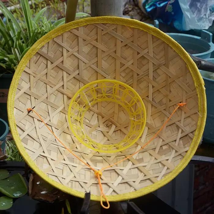 Chapeau de pêcheur chinois rétro en rotin de bambou