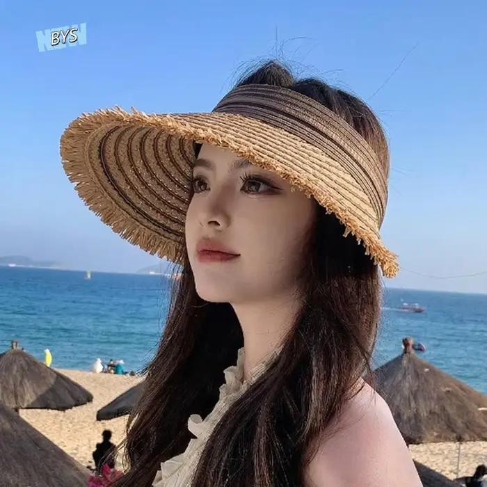 Chapeau de paille portable à calotte ouverte