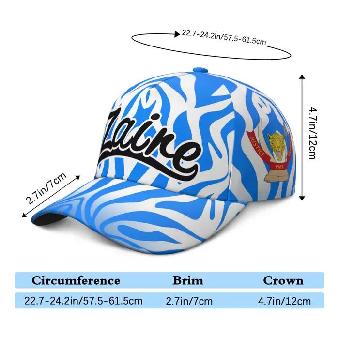 Casquette de baseball Zaire personnalisée avec nom et logo d'équipe