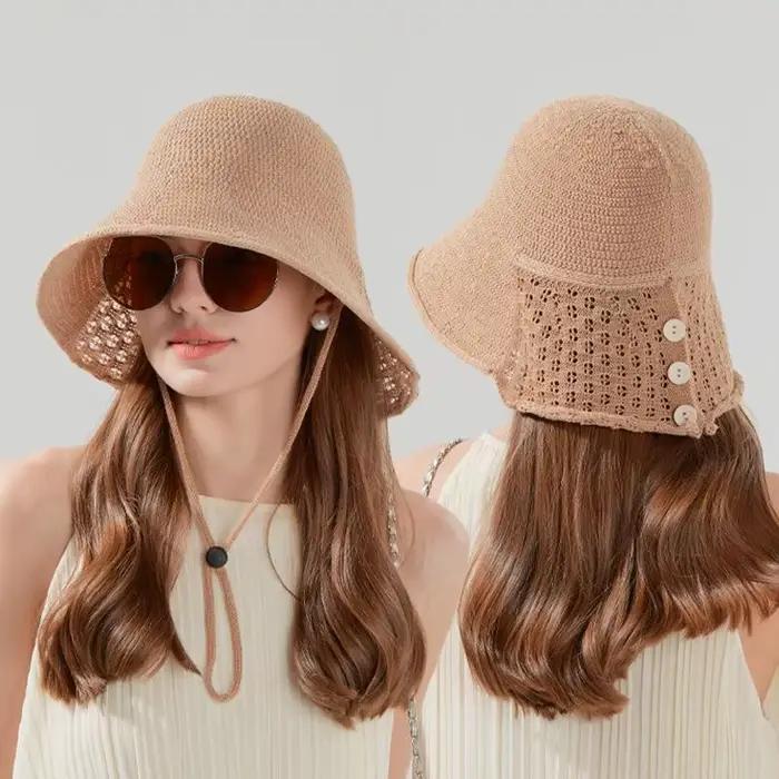 ☂ Chapeau de pêcheur ajouré tissé à la main