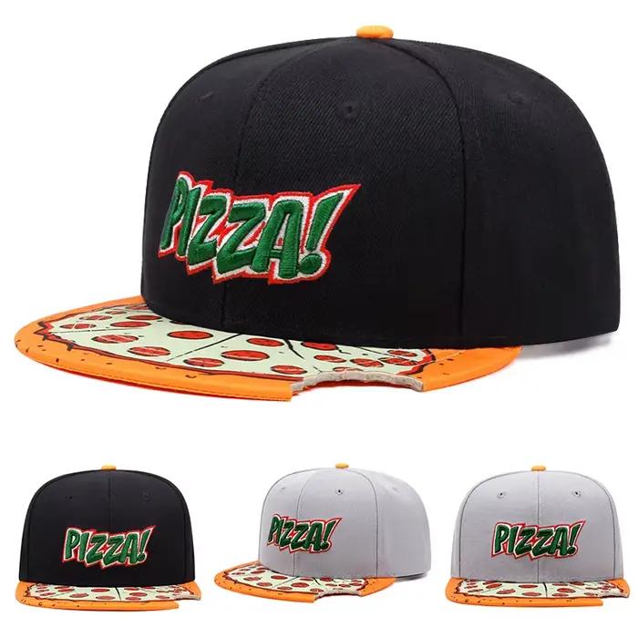 2025 Pizza broderie imprimé chapeau à bords plats hommes roman Hip Hop