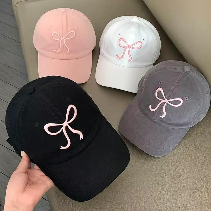 Casquette de baseball rose Coquette brodée avec nœud