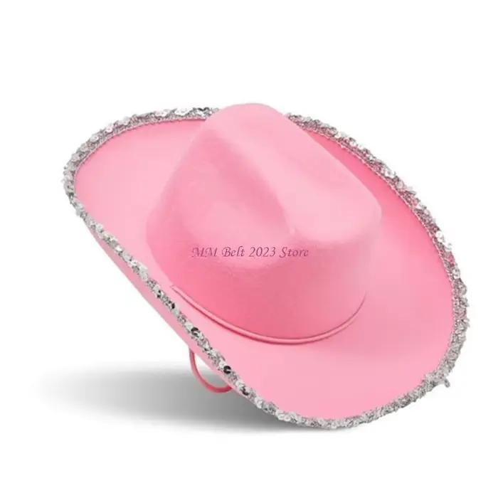 49ME Chapeau cowboy rose pour filles