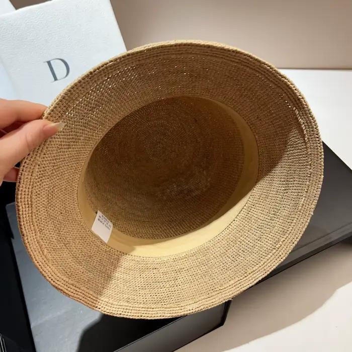 Chapeau seau en paille de raphia pour femmes