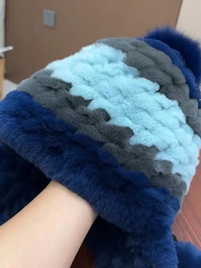 Véritable Rex lapin fourrure chapeau pour femmes automne russe ushanka rayure