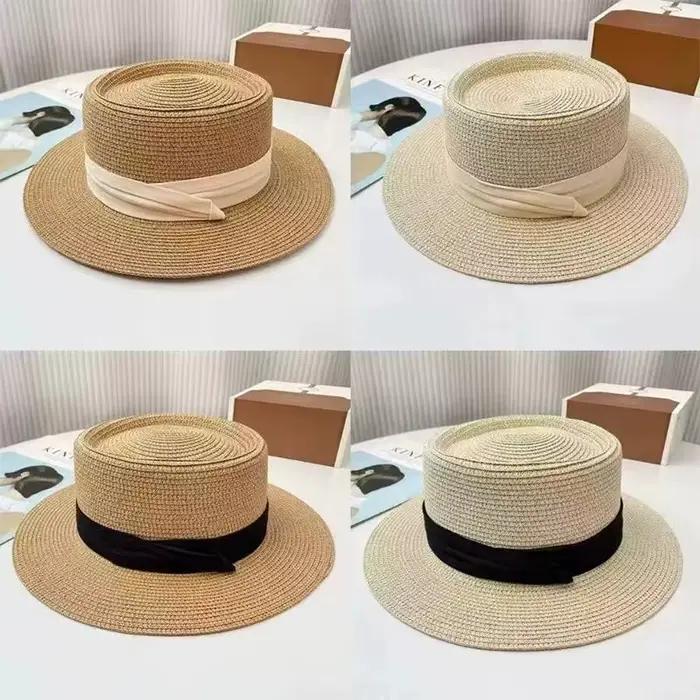 Chapeau de paille à bord plat style français tendance