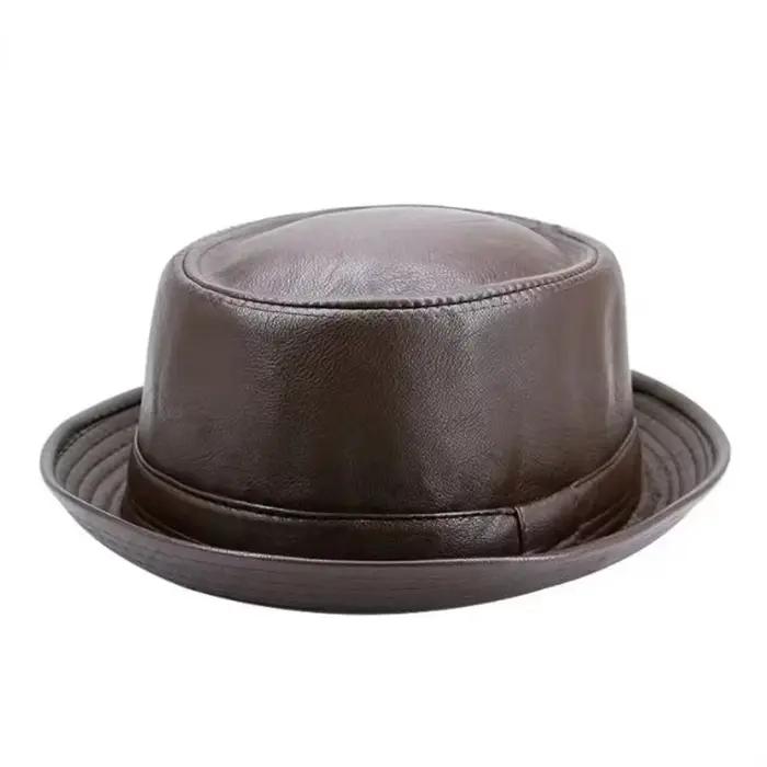 Chapeau Trilby en cuir noir pour hommes et femmes