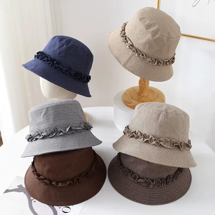 Chapeau Bob Femme à Carreaux avec Volants