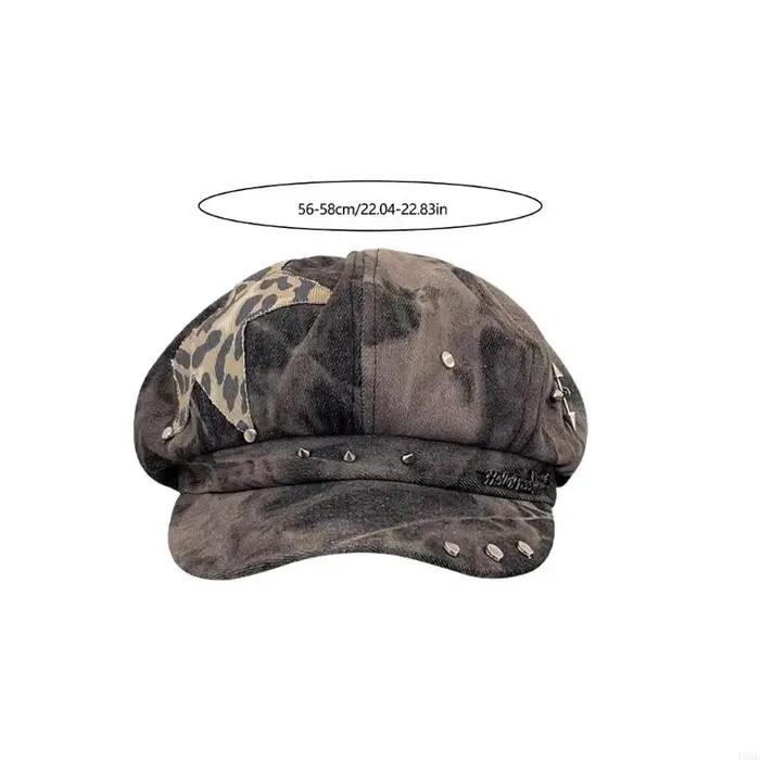 Béret imprimé léopard, chapeau peintre surdimensionné