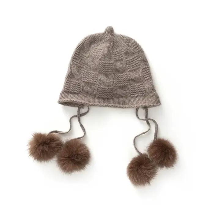 Chapeau tricoté avec pompon pour Protection des oreilles