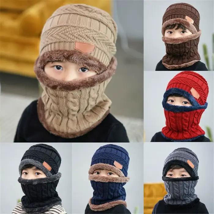 Enfants hiver cou écharpe casquette ensemble mode bonnet chaud chapeau