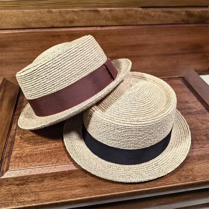 Chapeau Porkpie classique en paille pour homme et femme